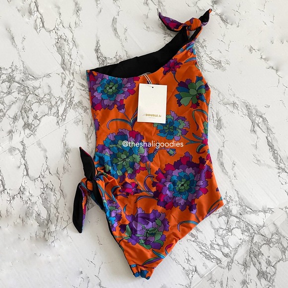 LA DoubleJ Goddess Swimsuit Orange Floral One Piece - Picture 4 of 6